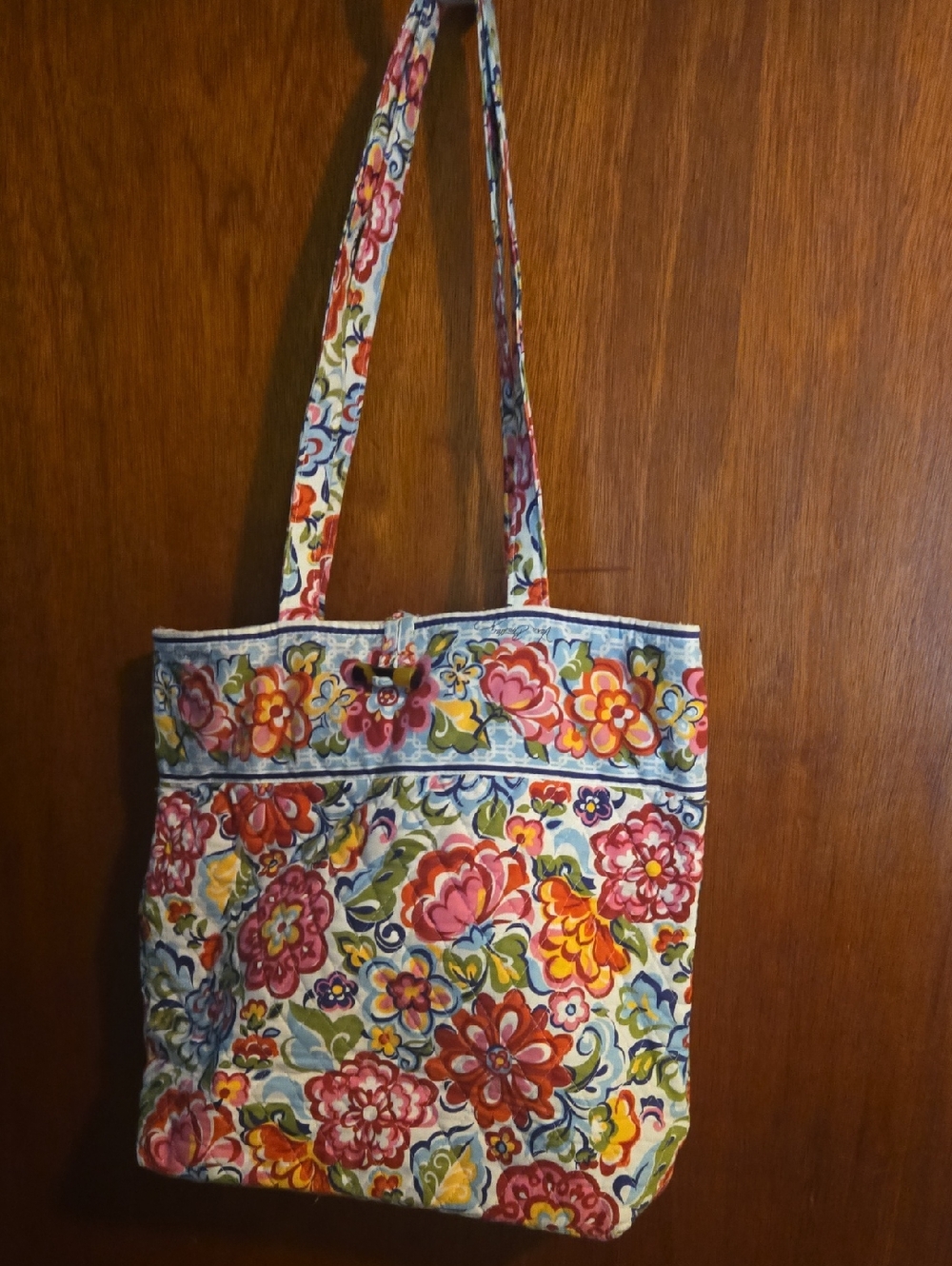 Vera Bradley Floral Quilted Tote in Pink, Yellow, Blue